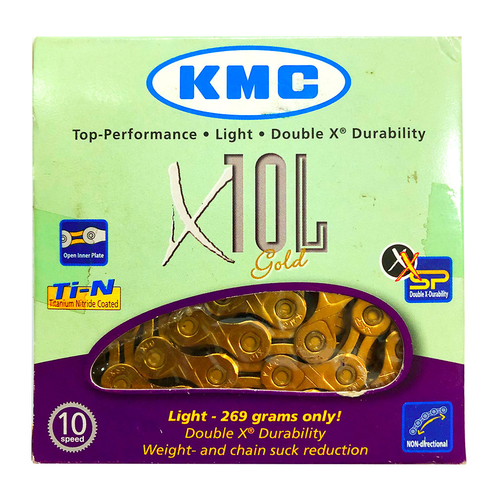 Corrente Kmc  X10l Gold 116 Elos Semi Vazado Shimano Sram