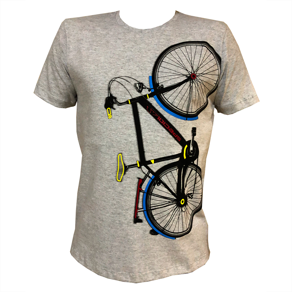 Camiseta Masculina Algodão Básica Estampada Bicicleta Cor:cinza;tamanho:p
