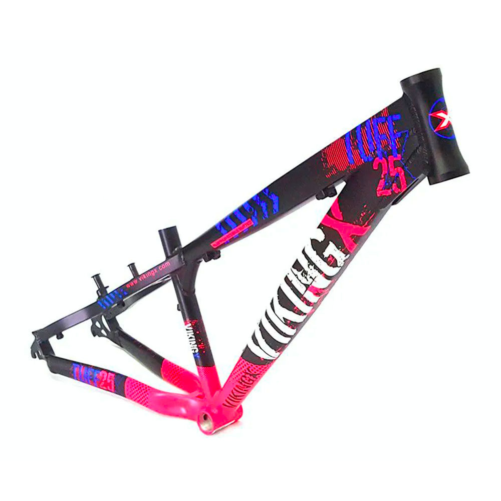 Quadro Alumínio Aro 26 Vikingx Dirt Jump Bike Tuff X-25 Cor:preto/rosa