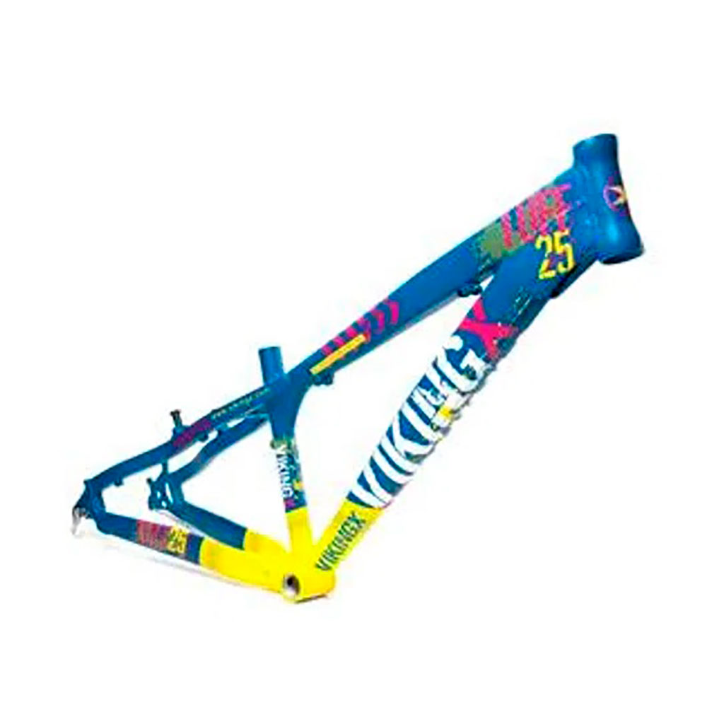 Quadro Alumínio Aro 26 Vikingx Dirt Jump Bike Tuff X-25 Cor:azul/amarelo