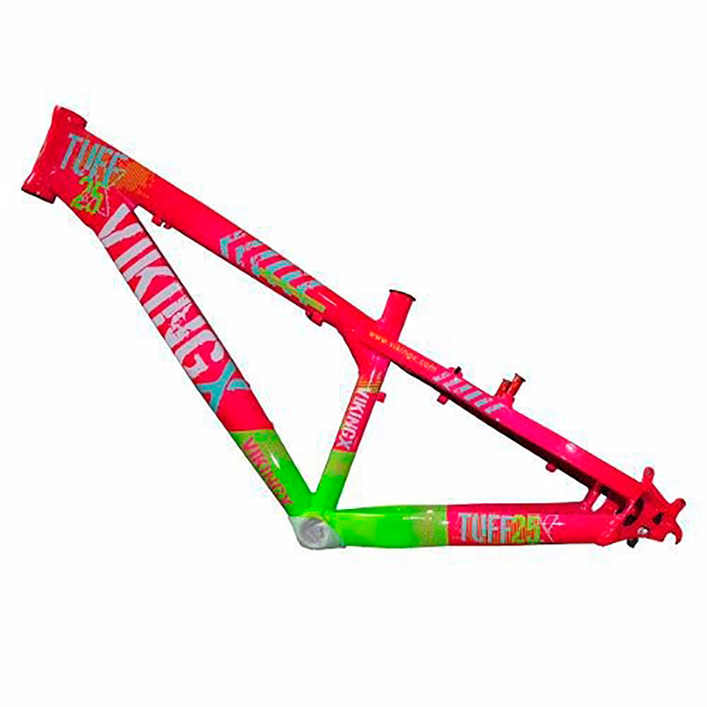 Quadro Alumínio Aro 26 Vikingx Dirt Jump Bike Tuff X-25 Cor:rosa/verde