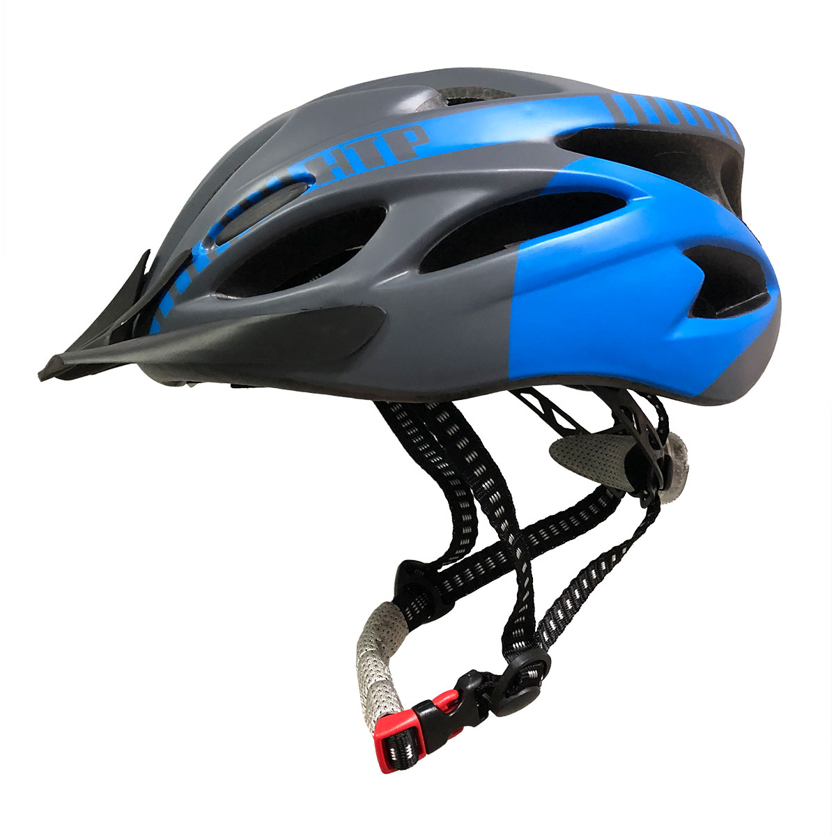 Capacete Mtb Sinalizador Led Ciclismo Cores Linha Pro Htp Cor:cinza/azul;tamanho:g 58-62